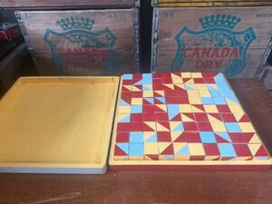 Vintage 1930s Color Cubes Wooden Pattern Blocks Collectible Puzzle Toys